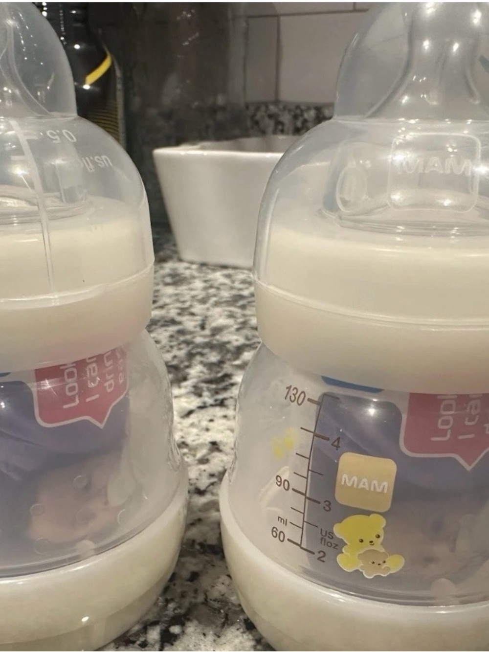 MAM Clear Baby Bottle with White Trim (Twin Pack)